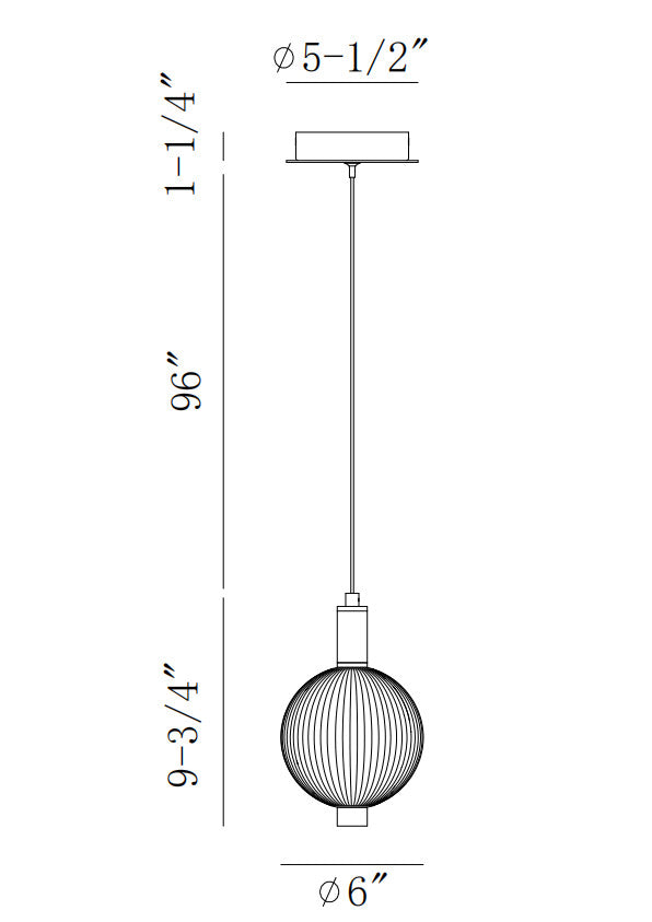 Palmas pendant dimension drawing
