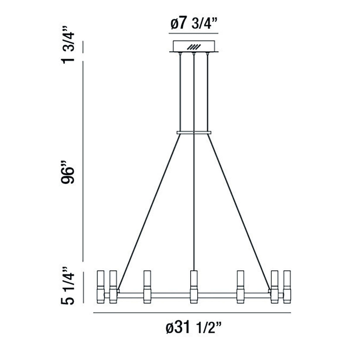 Albany chandelier dimension drawing