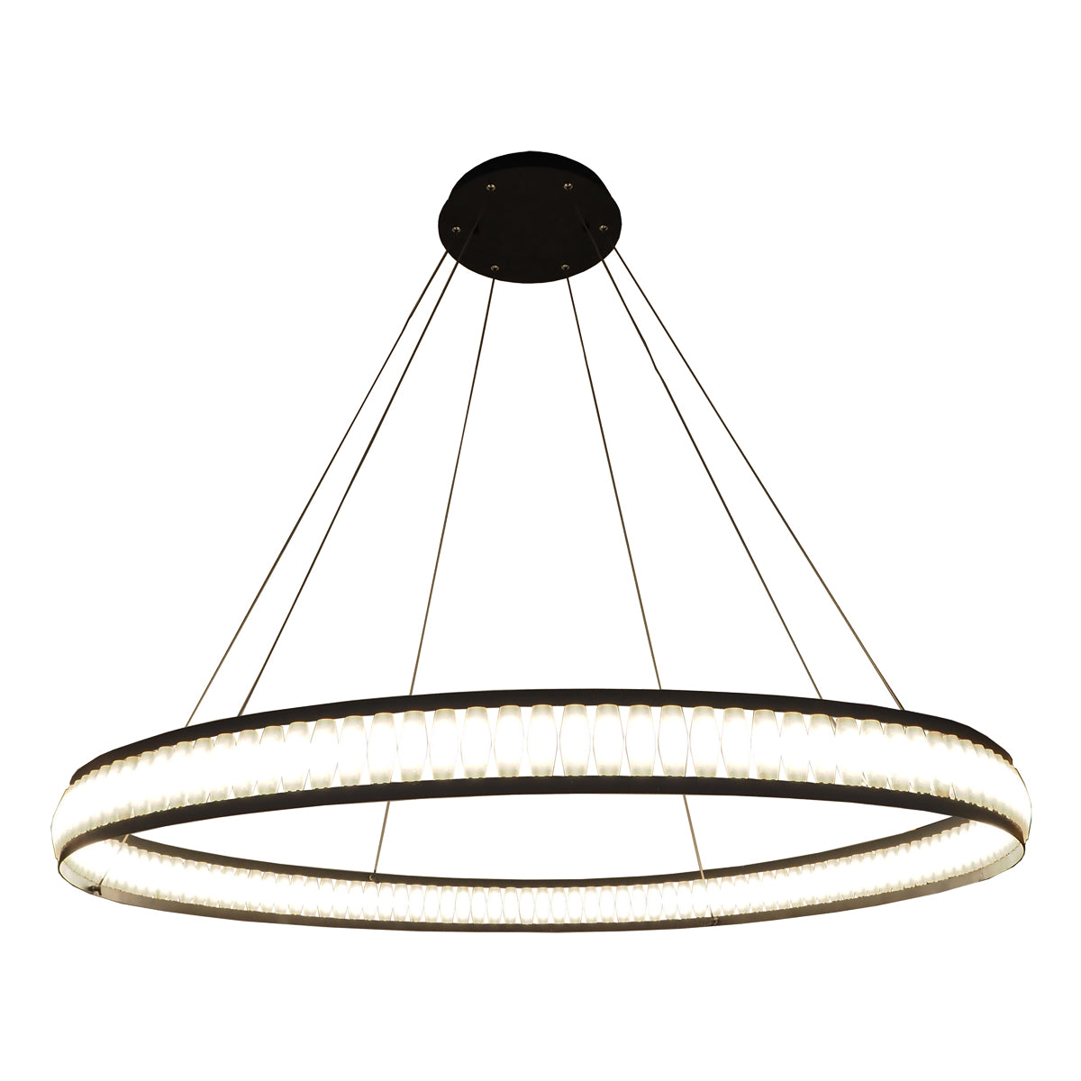 Eurofase Forster 47.25" LED Chandelier, Matte Black with White Acrylic, front view