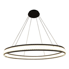 Eurofase Forster 47.25" LED Chandelier, Matte Black with White Acrylic, front view