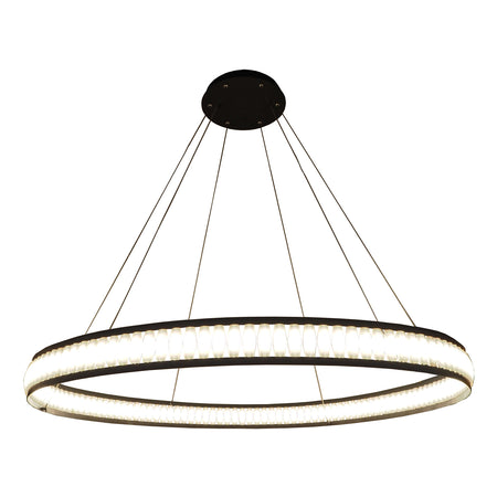 Eurofase Forster 47.25" LED Chandelier, Matte Black with White Acrylic, front view