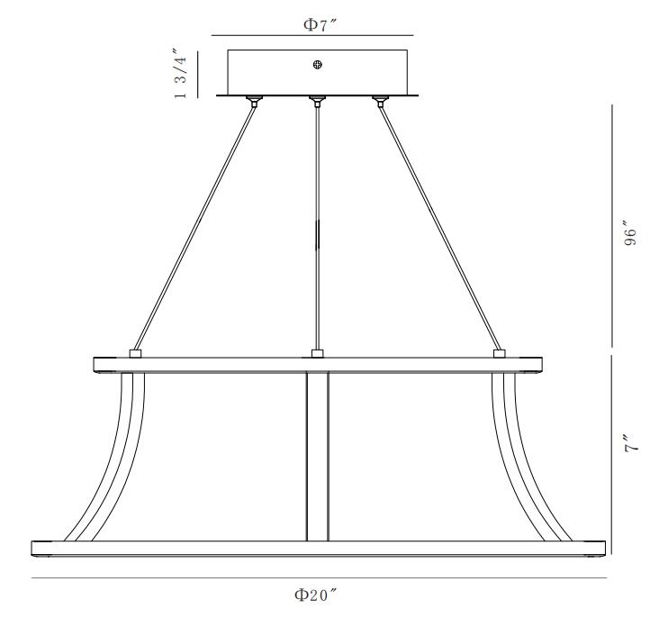 Cadoux chandelier dimension drawing
