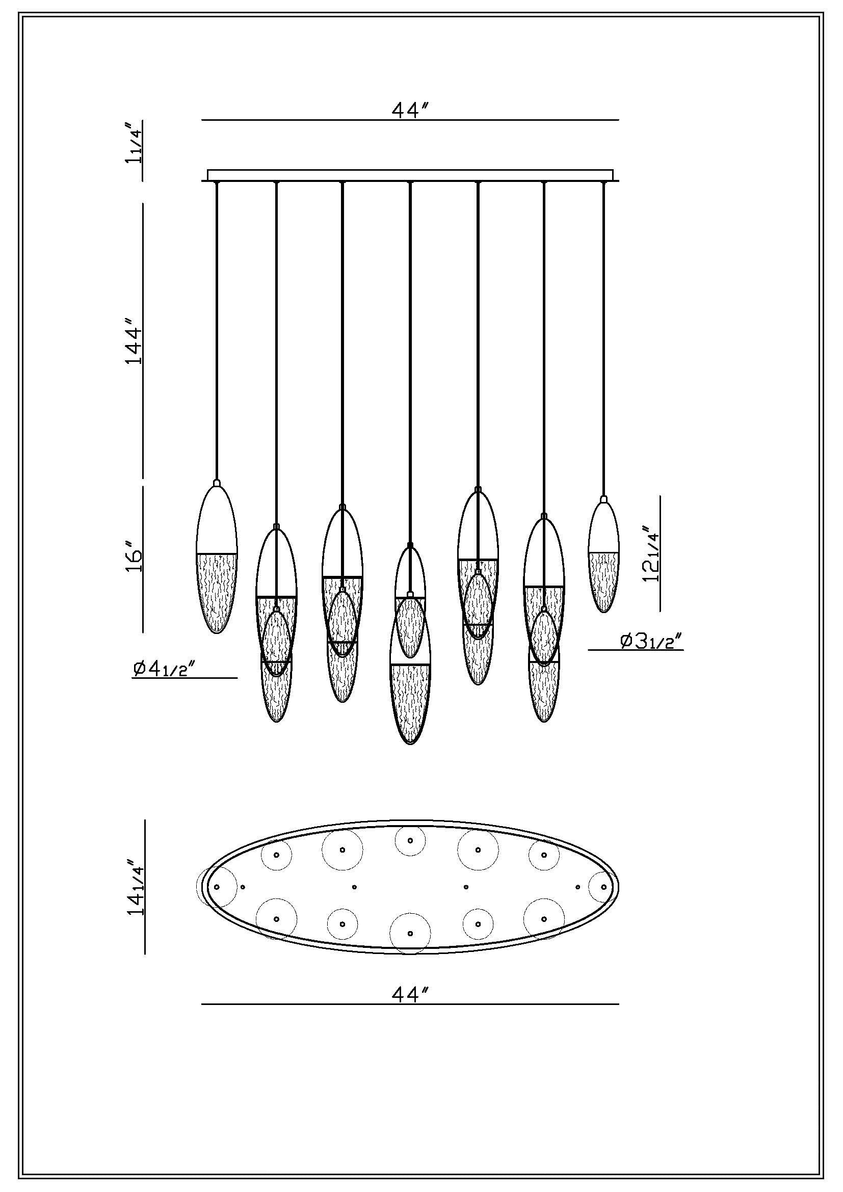 Ecrou chandelier dimension drawing