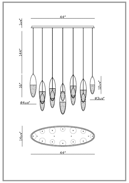 Ecrou chandelier dimension drawing
