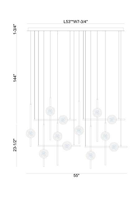 Barletta chandelier dimension drawing