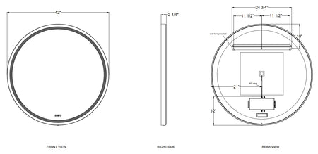 Artell LED mirror dimension drawing
