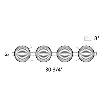 Palmas vanity light dimension drawing