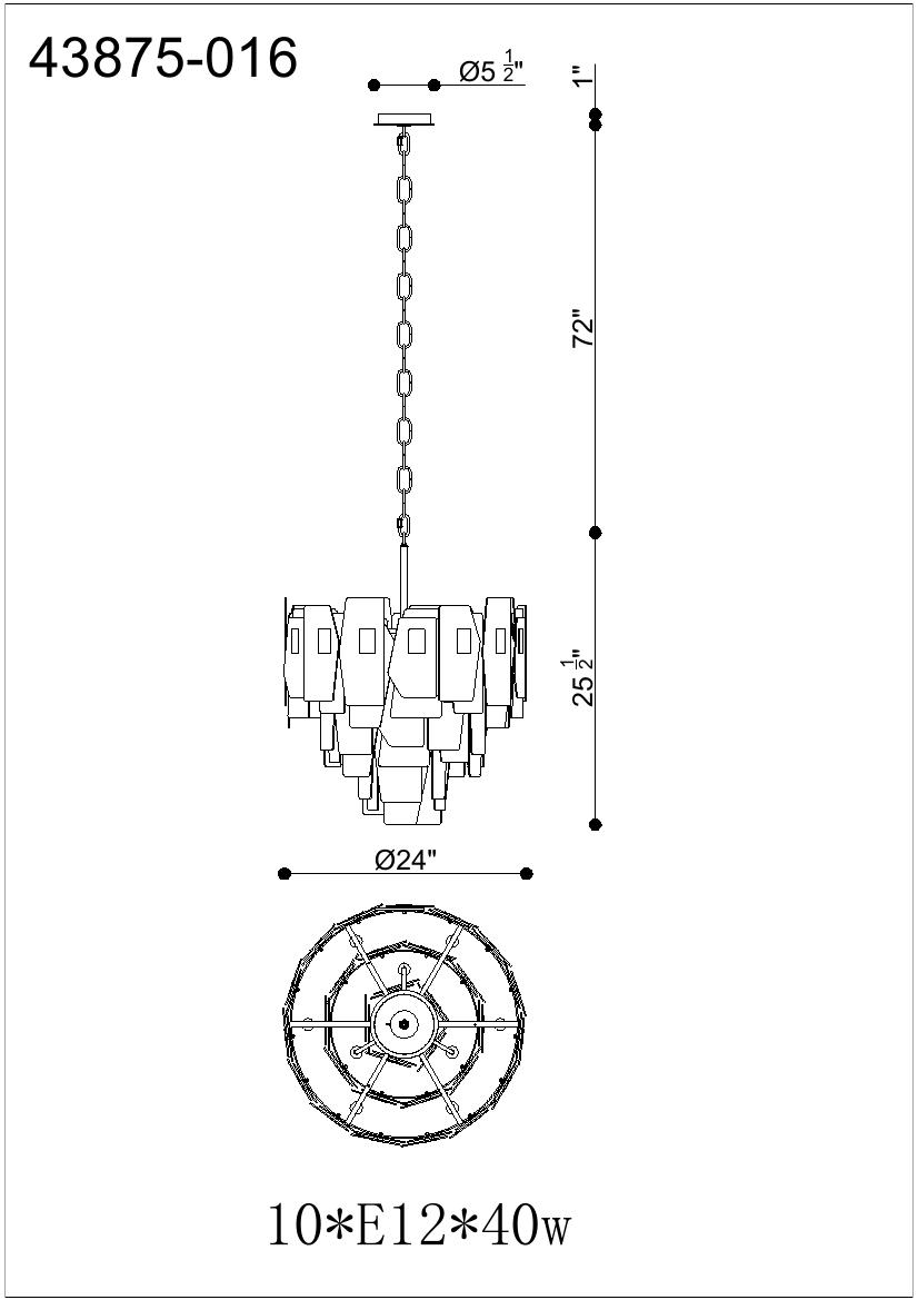 Cocolina chandelier dimension drawing