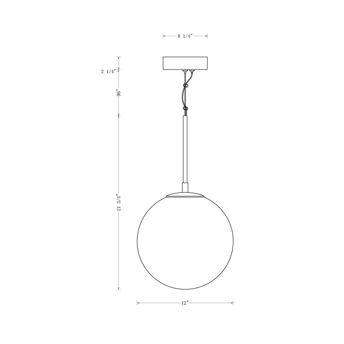 Kepler pendant dimension drawing