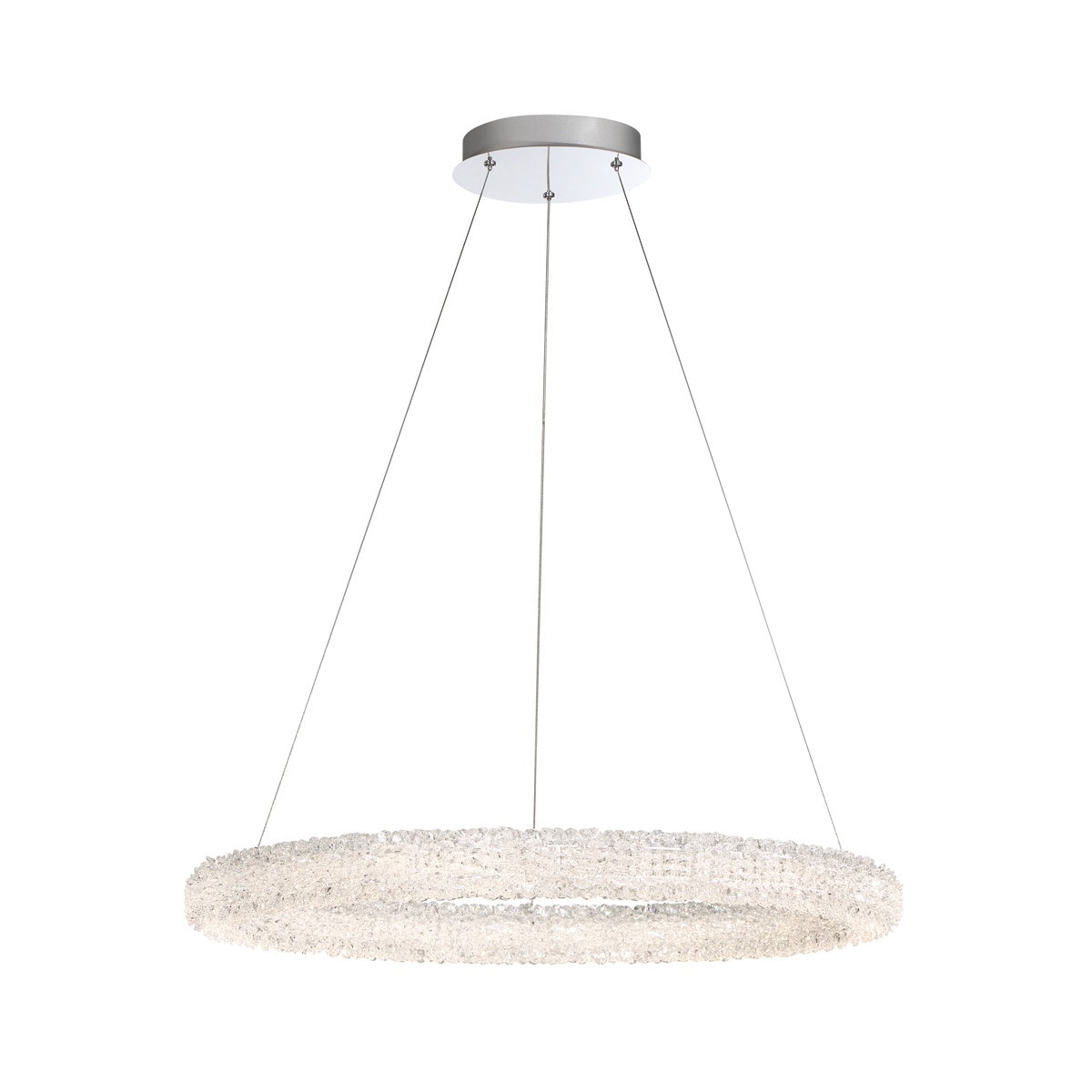Eurofase Sassi 27" LED Chandelier, Chrome with Clear Crystal Bead, front view
