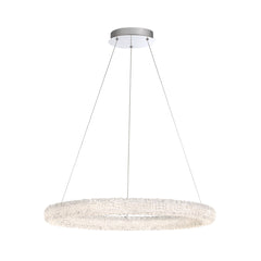 Eurofase Sassi 27" LED Chandelier, Chrome with Clear Crystal Bead, front view