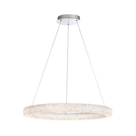 Eurofase Sassi 27" LED Chandelier, Chrome with Clear Crystal Bead, front view