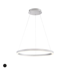 Eurofase Spunto 27.5" LED Chandelier, Brushed Silver with White Glass, front view