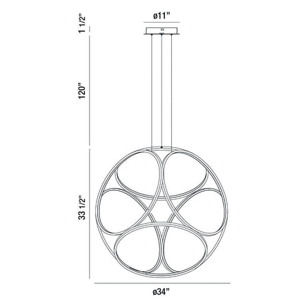 Glenview chandelier dimension drawing
