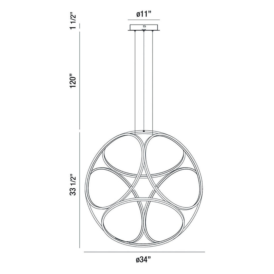 Glenview chandelier dimension drawing