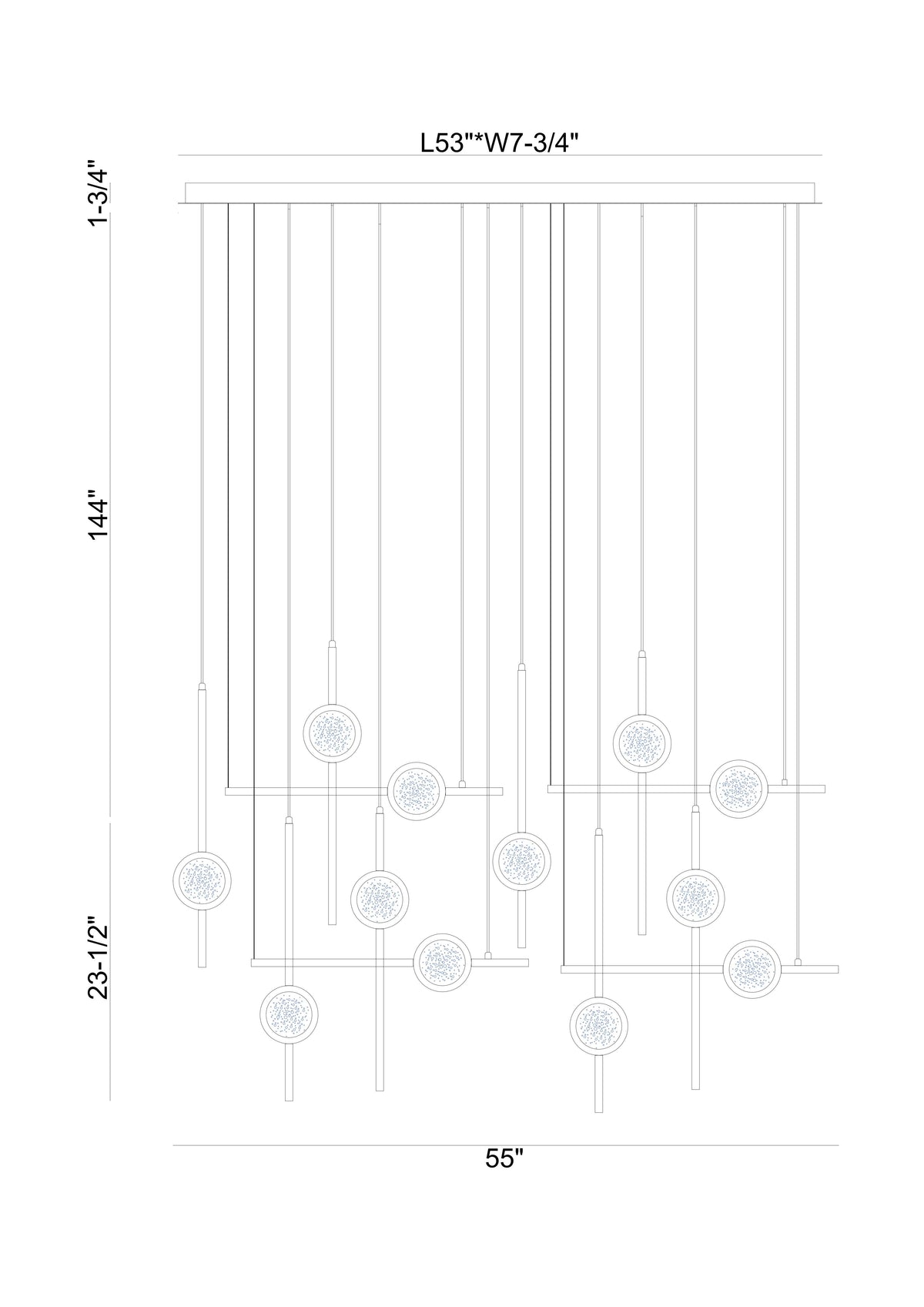 Barletta chandelier dimension drawing