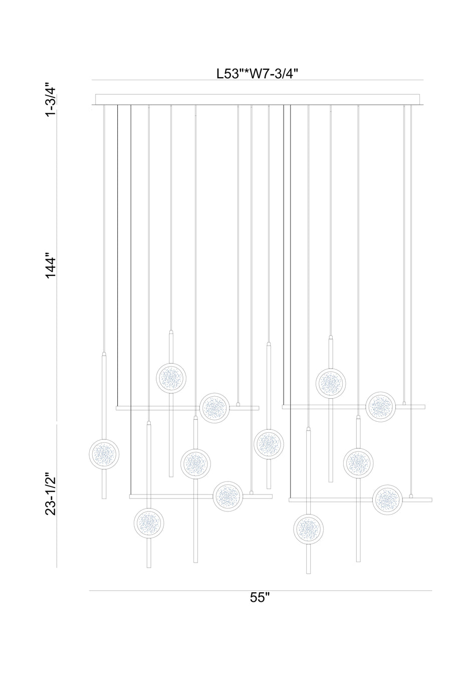 Barletta chandelier dimension drawing