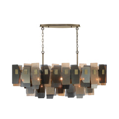 Eurofase Cocolina 48" 11-Light Chandelier, Brushed Brass with Amber Glass, front view