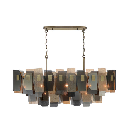 Eurofase Cocolina 48" 11-Light Chandelier, Brushed Brass with Amber Glass, front view
