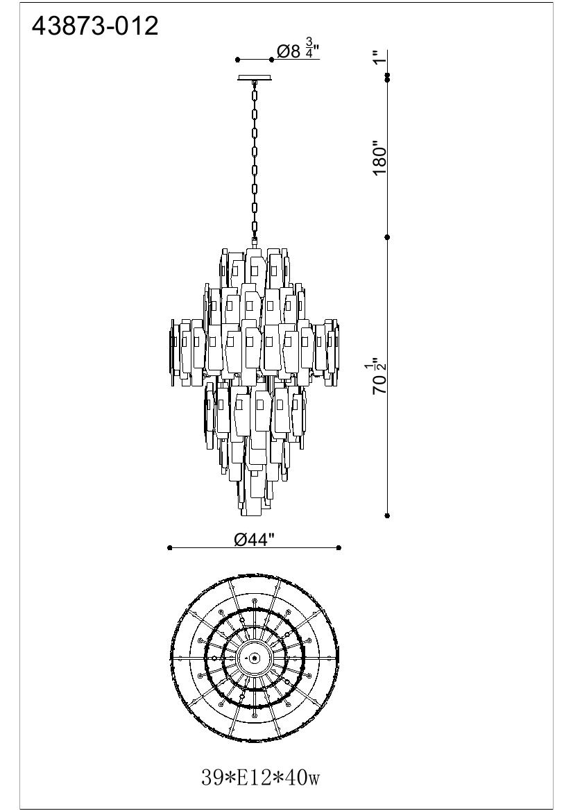 Cocolina chandelier dimension drawing