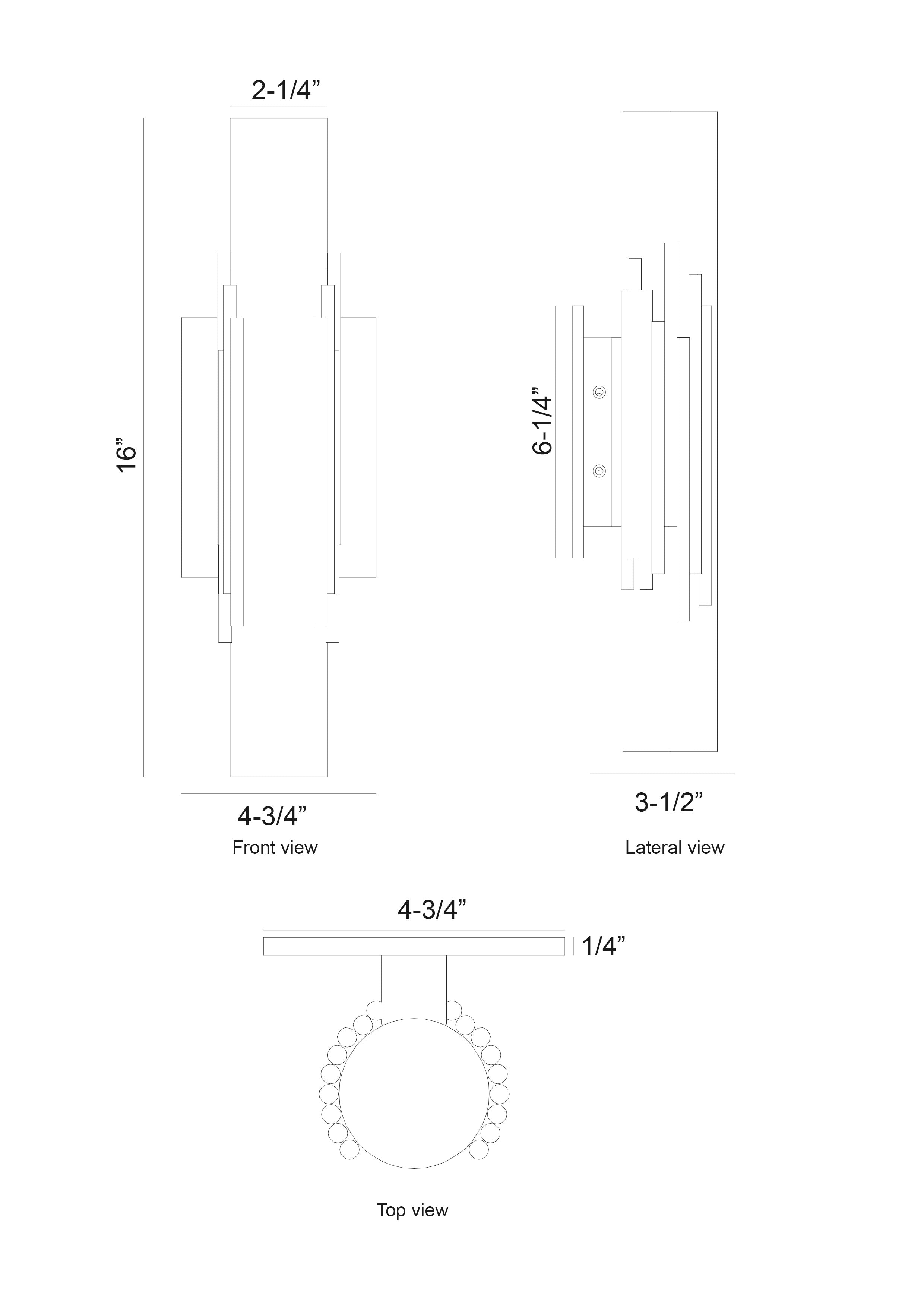 Venna wall sconce dimension drawing