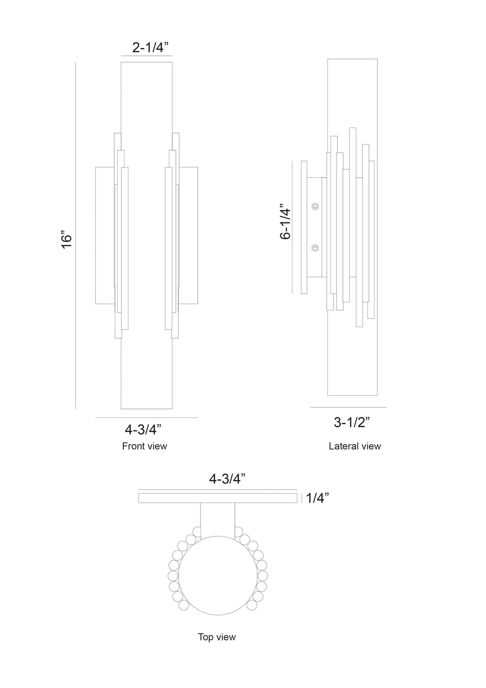 Venna wall sconce dimension drawing