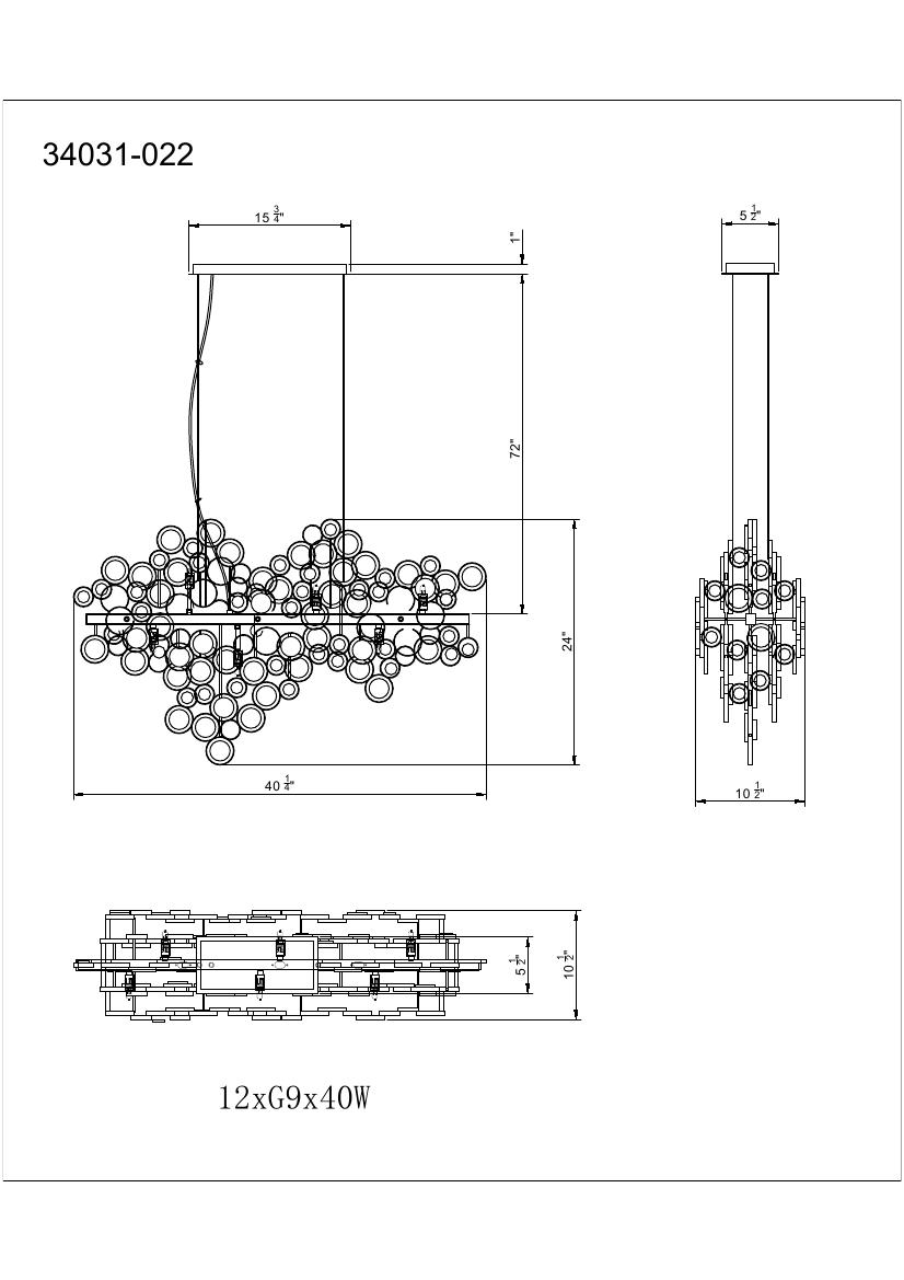 Trento chandelier dimension drawing