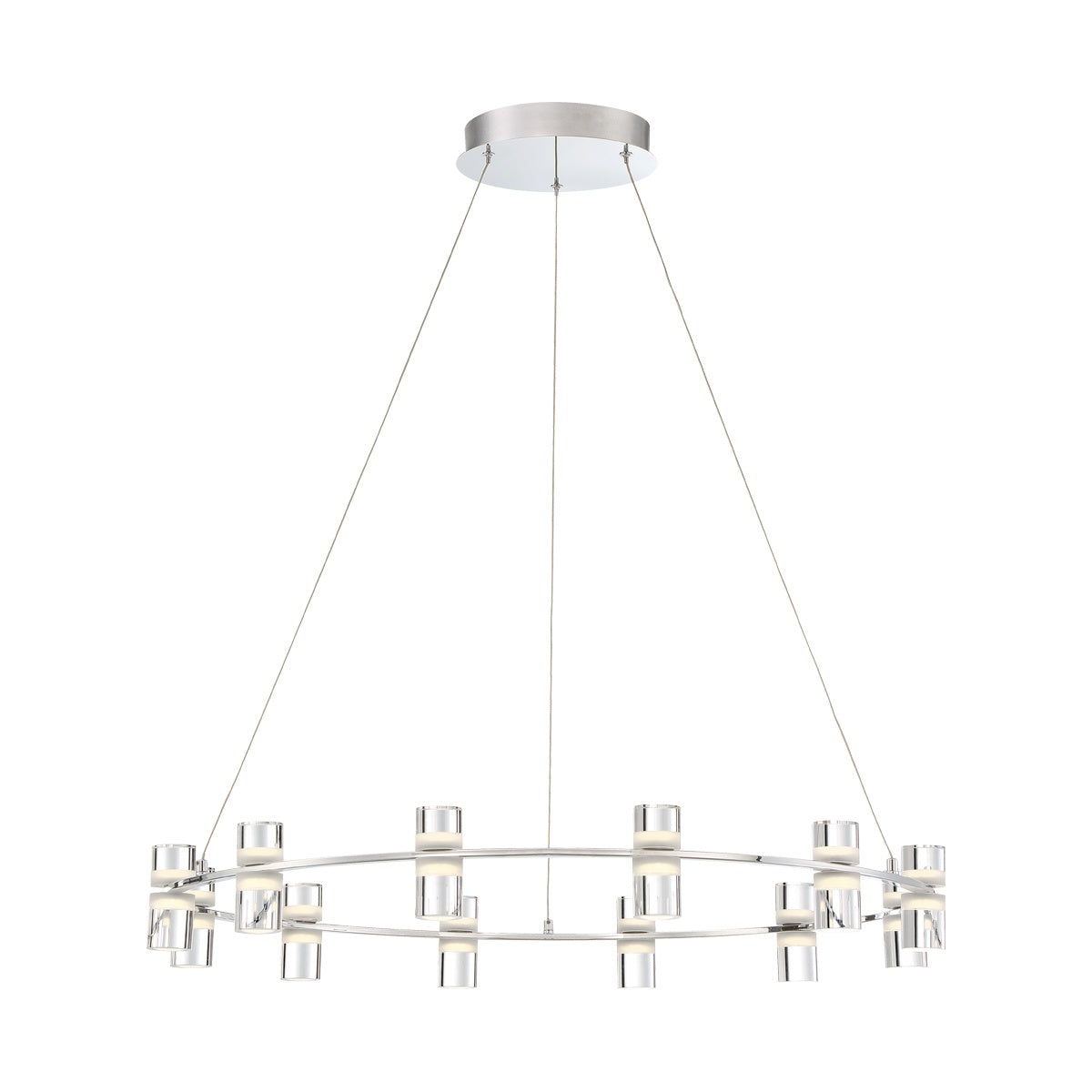 Eurofase Netto 32.75" 12-Light LED Chandelier, Chrome with White Acrylic, front view