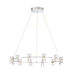 Eurofase Netto 32.75" 12-Light LED Chandelier, Chrome with White Acrylic, front view