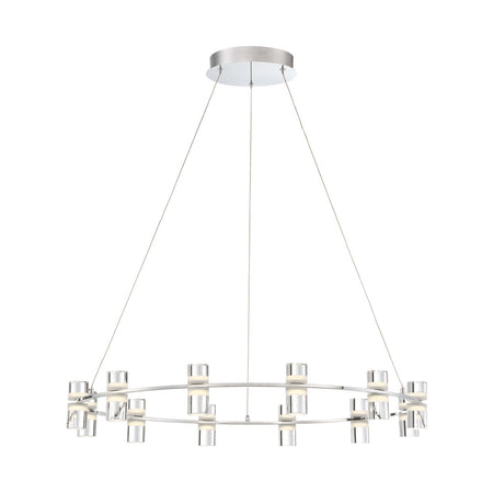 Eurofase Netto 32.75" 12-Light LED Chandelier, Chrome with White Acrylic, front view