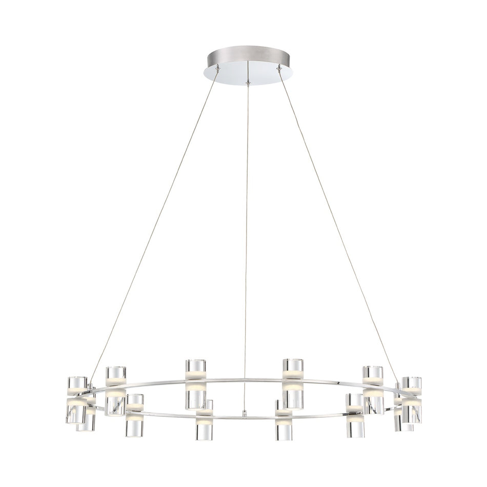Eurofase Netto 32.75" 12-Light LED Chandelier, Chrome with White Acrylic, front view