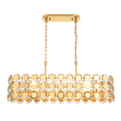 Eurofase Perrene 40" 8-Light Chandelier, Gold with Clear Glass, front view