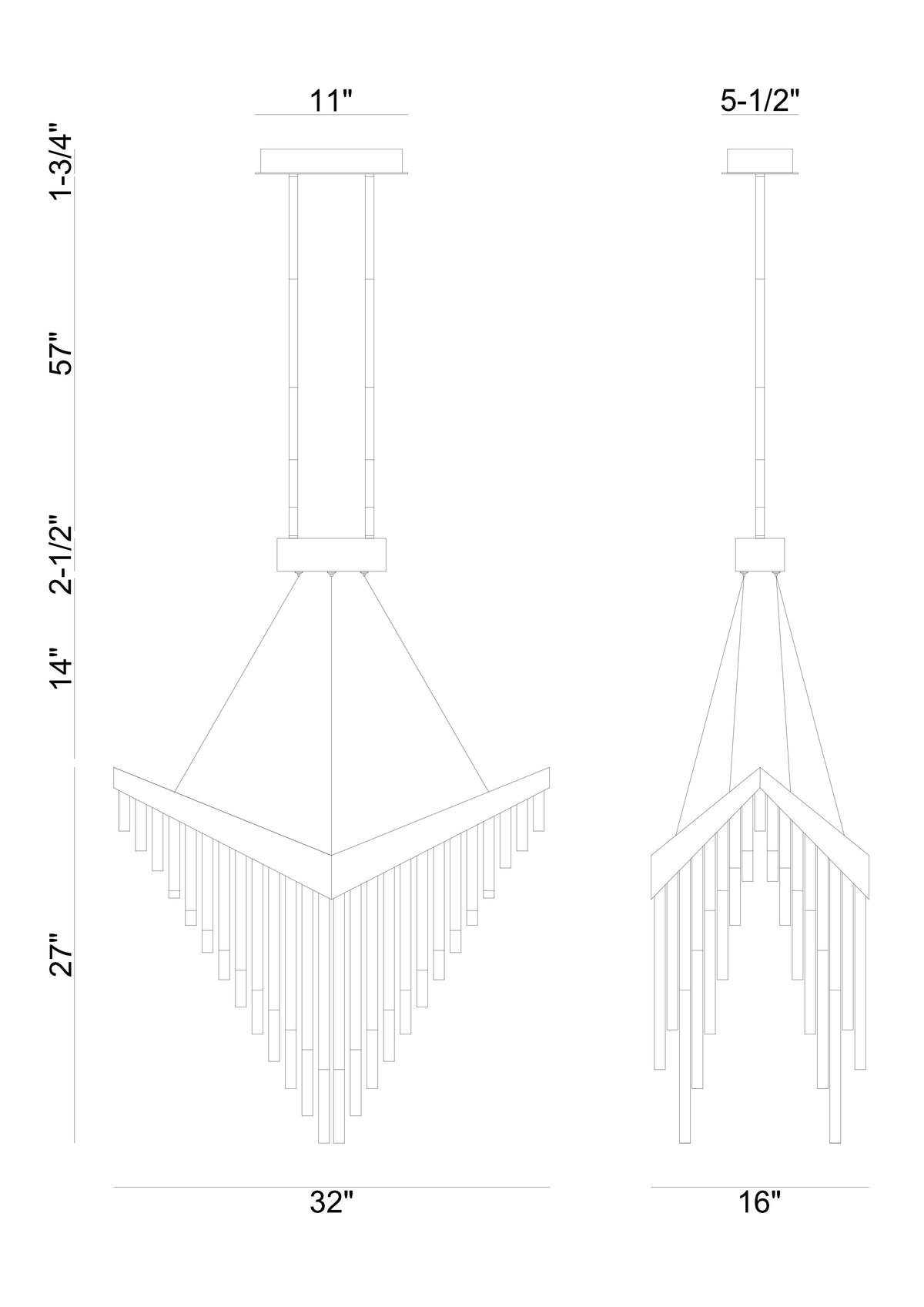 Vivien chandelier dimension drawing
