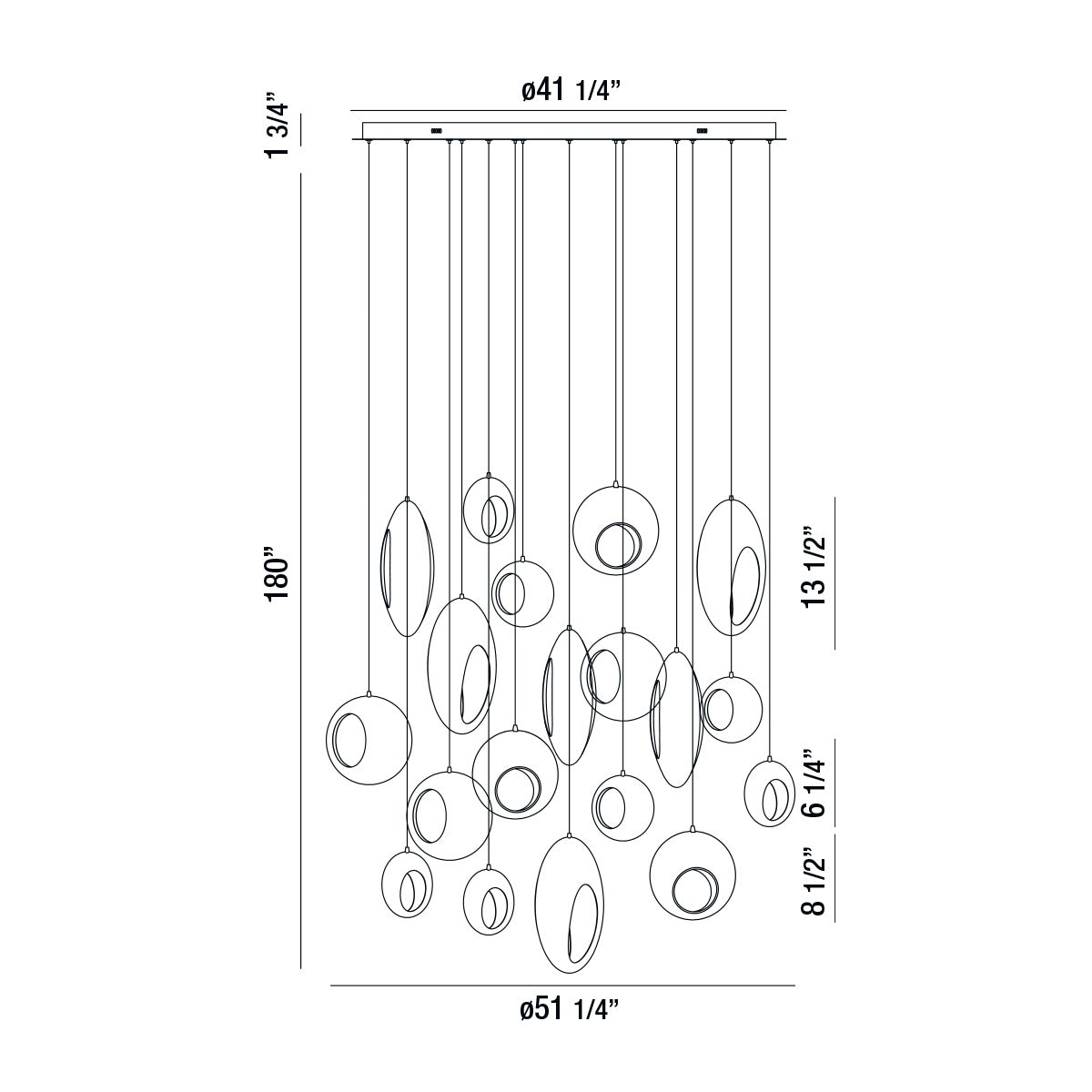 Arlington chandelier dimension drawing