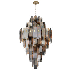 Eurofase Cocolina 44" 39-Light Chandelier, Brushed Brass with Amber Glass, front view