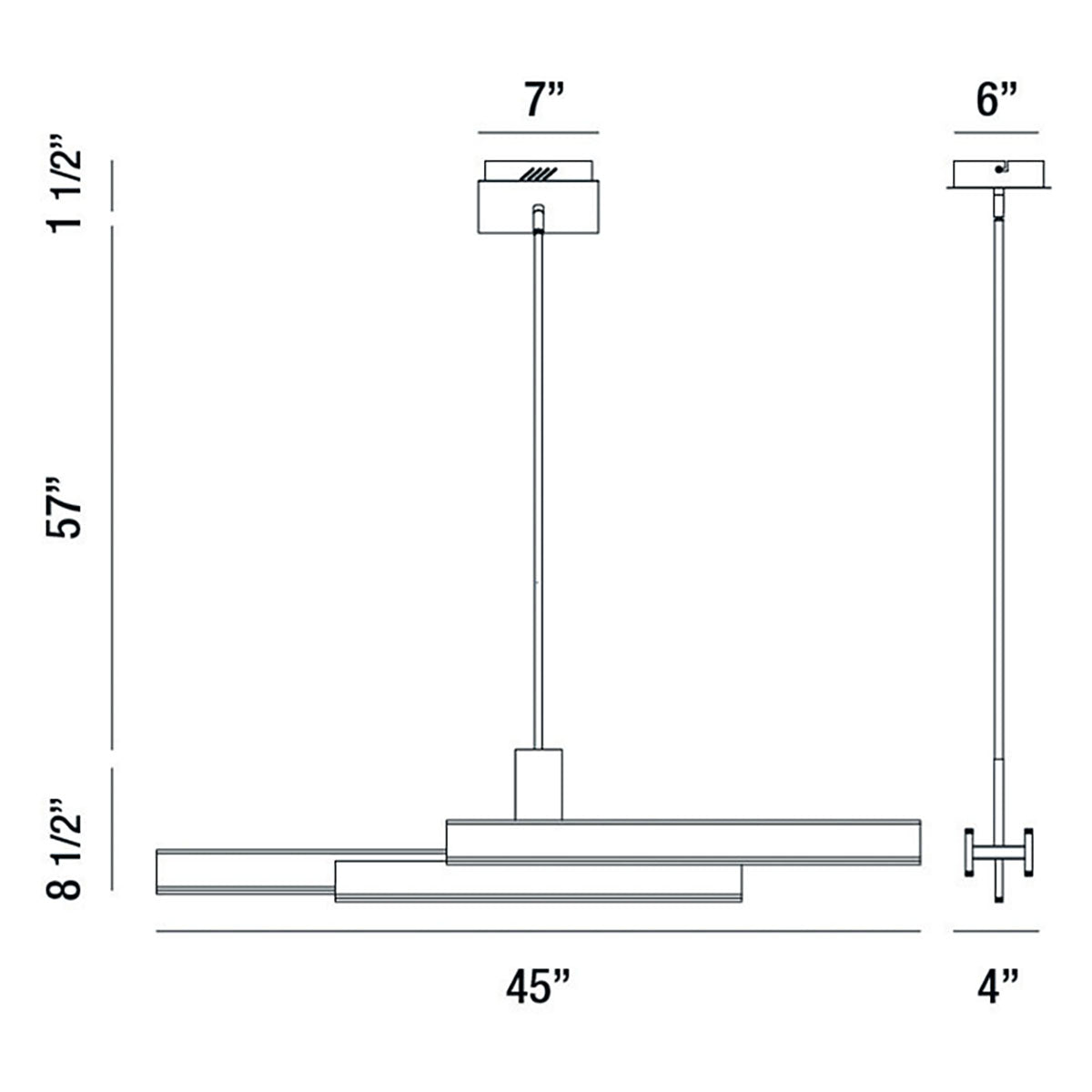 Cameno chandelier dimension drawing