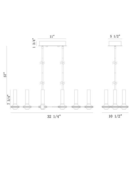 Torcia chandelier dimension drawing