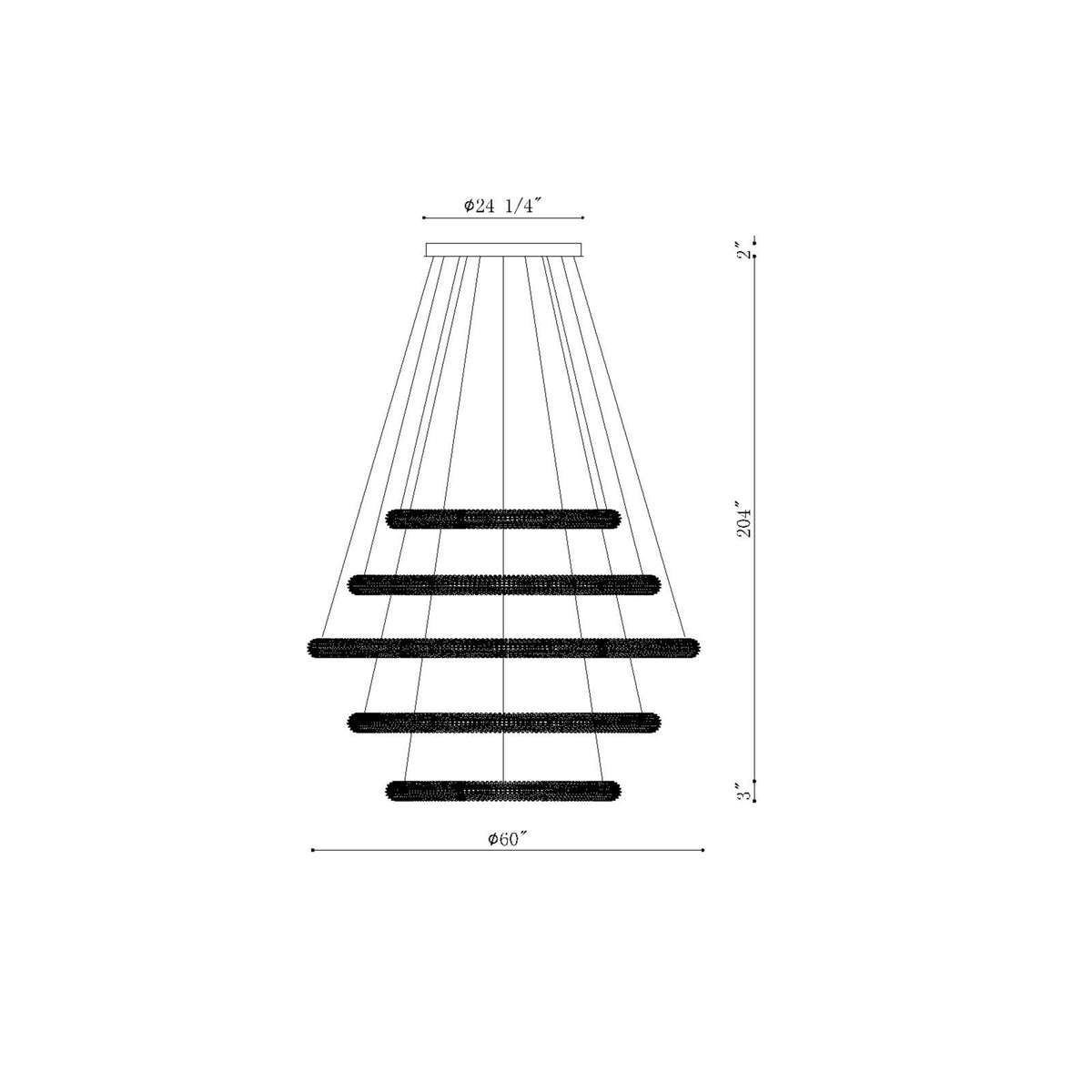 Sassi chandelier dimension drawing