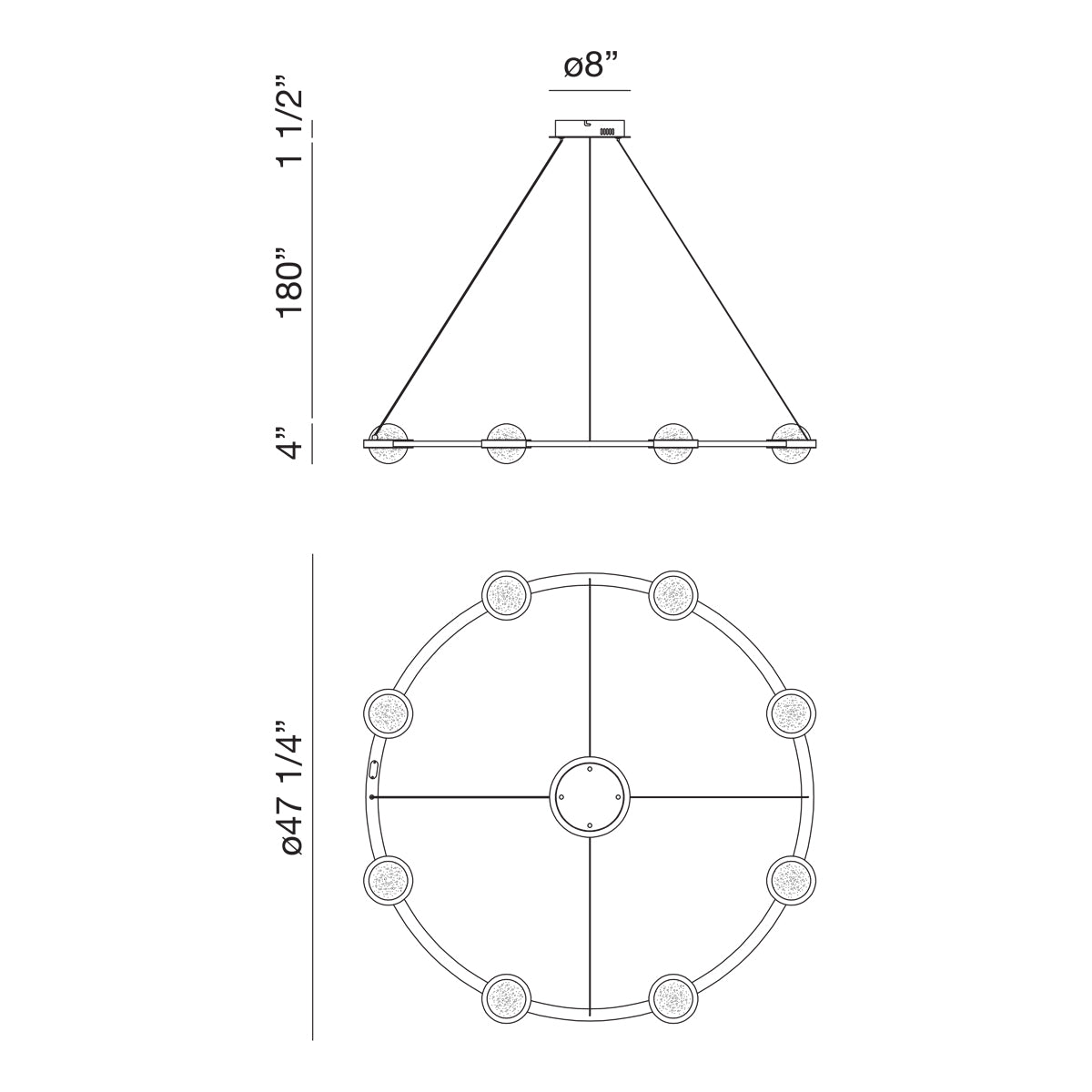 Circolo chandelier dimension drawing
