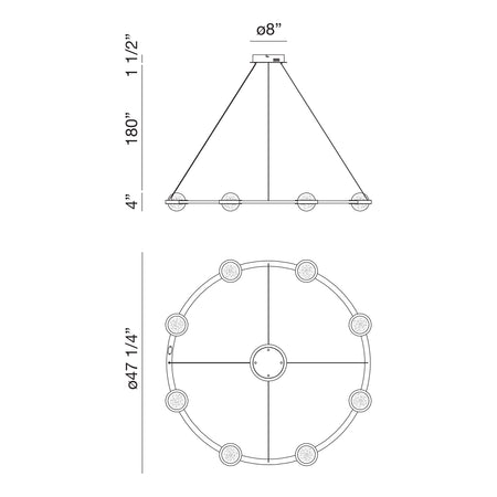 Circolo chandelier dimension drawing