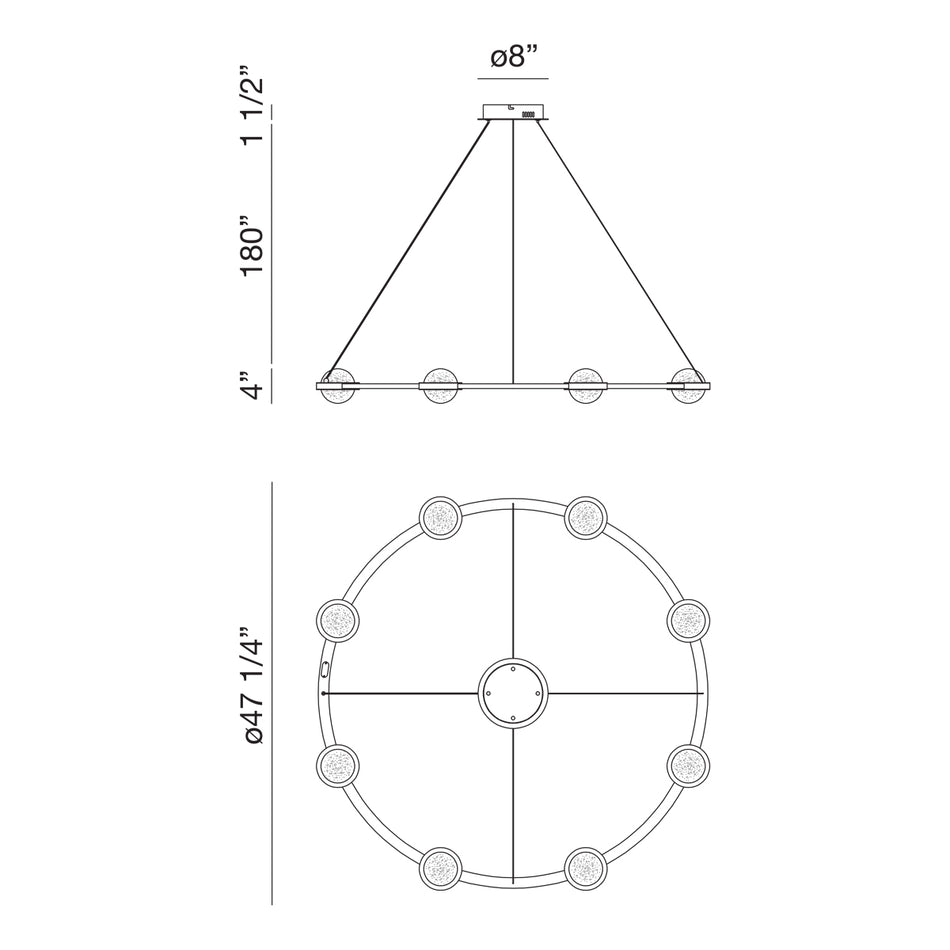 Circolo chandelier dimension drawing