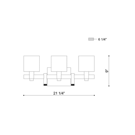 Decato vanity light dimension drawing