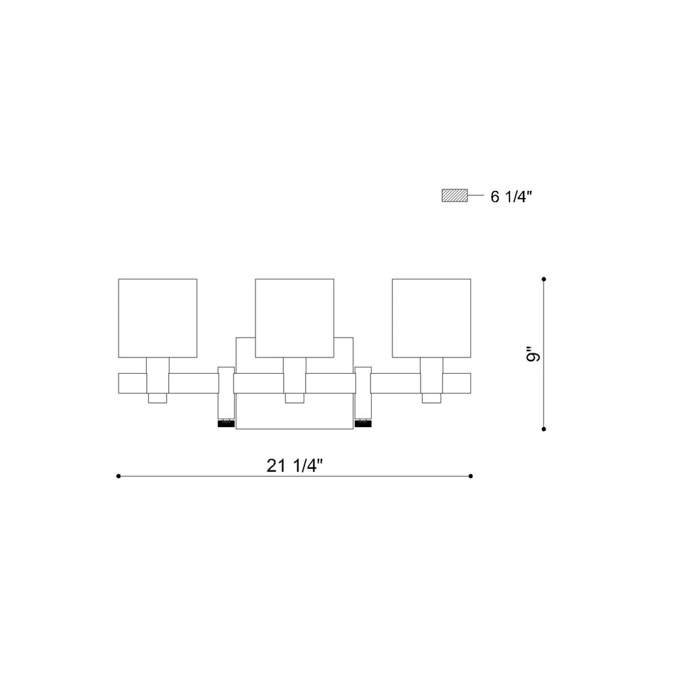 Decato vanity light dimension drawing