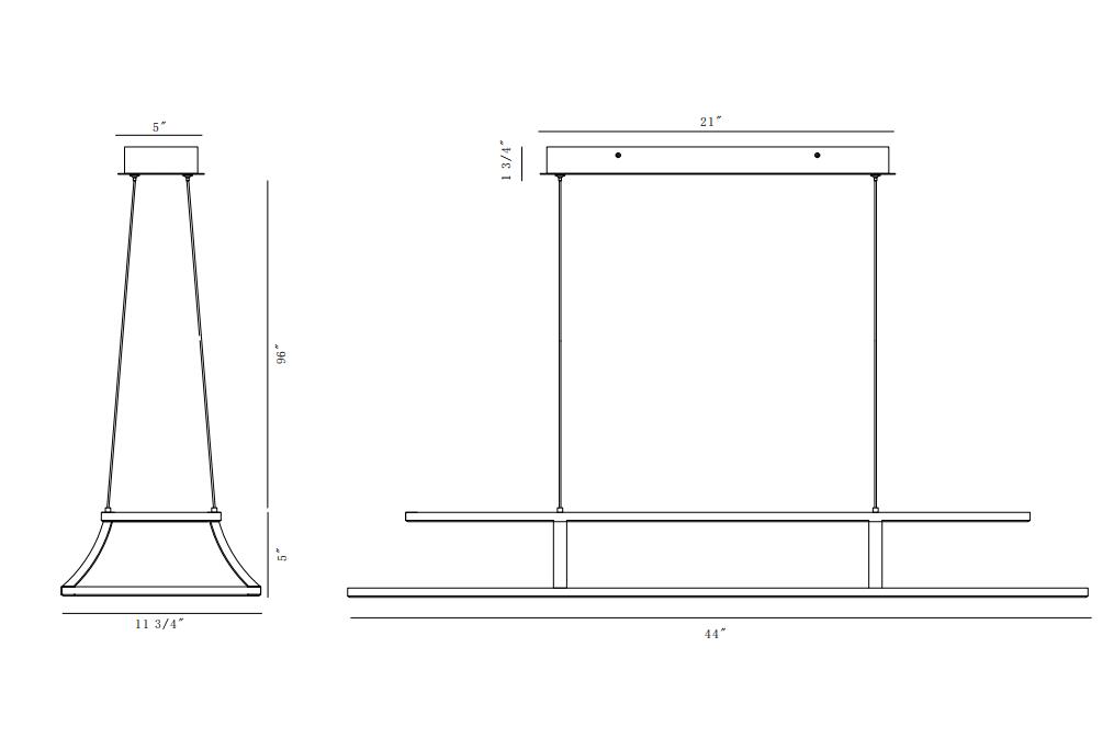 Cadoux chandelier dimension drawing