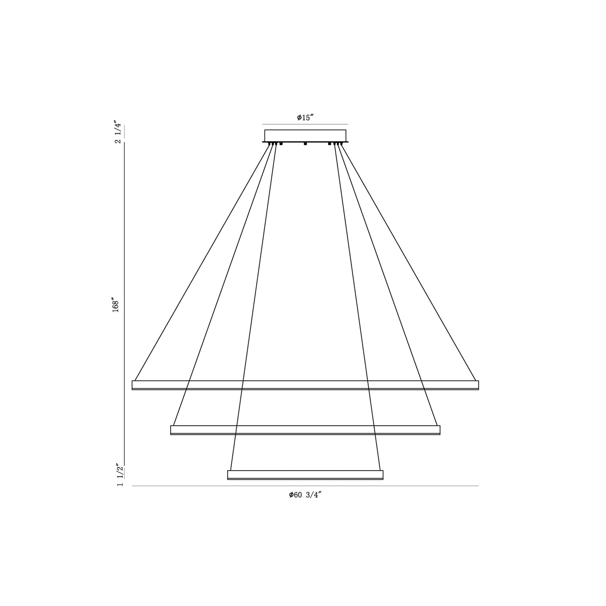 Spunto chandelier dimension drawing