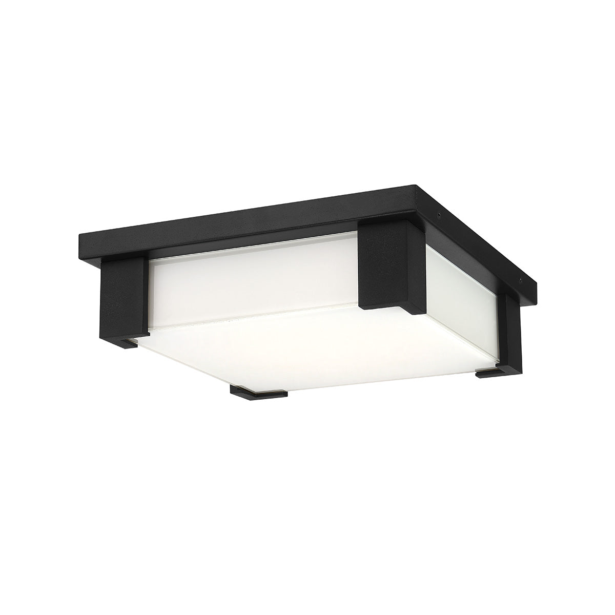 Eurofase Thornhill 11.5" LED Flush Mount, Matte Black with White Glass, front view