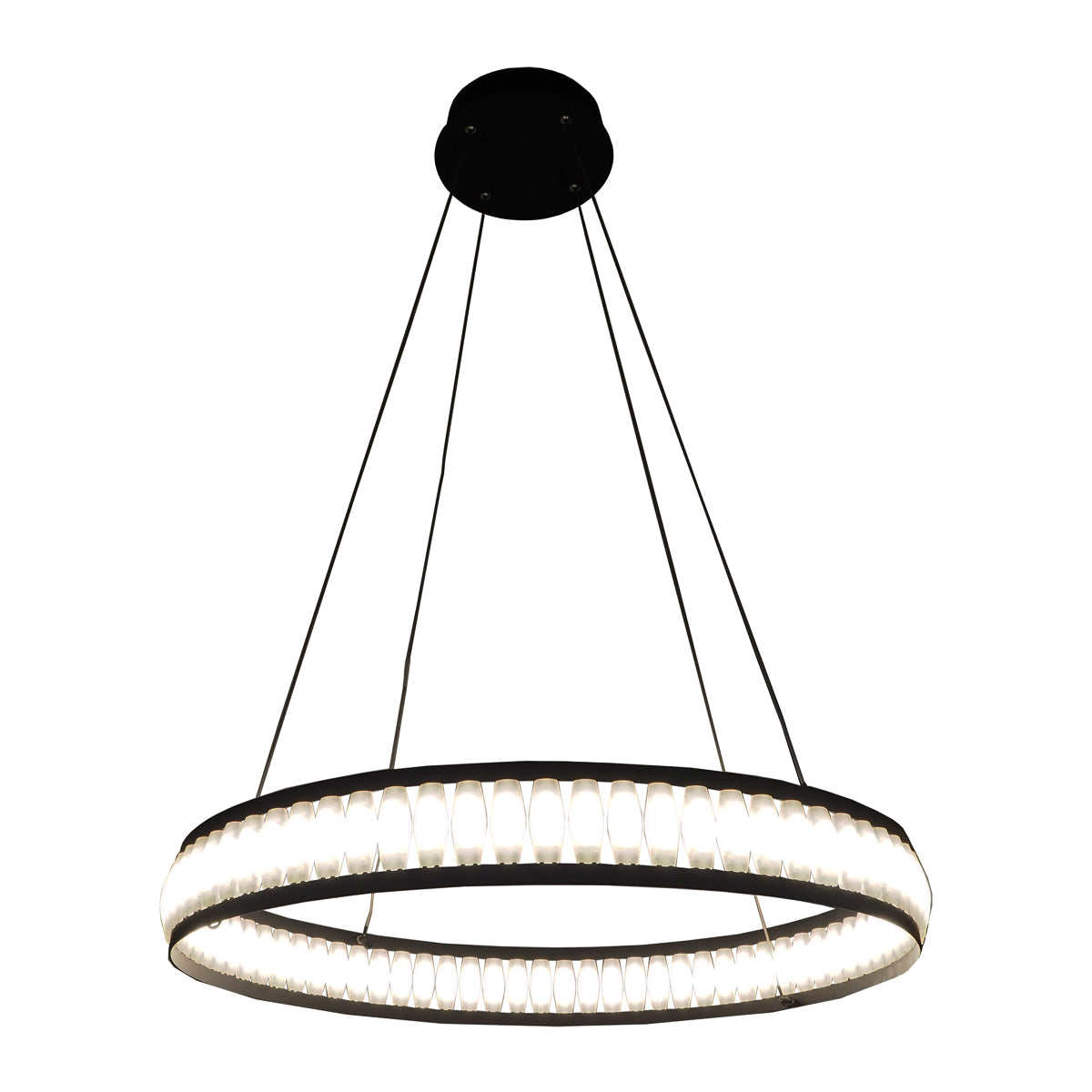 Eurofase Forster 27.5" LED Pendant, Matte Black with White Acrylic, front view
