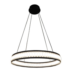 Eurofase Forster 27.5" LED Pendant, Matte Black with White Acrylic, front view