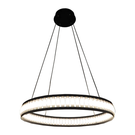 Eurofase Forster 27.5" LED Pendant, Matte Black with White Acrylic, front view