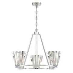 Eurofase Ricca 28.5" 3-Light Chandelier, Chrome with Clear Glass, front view